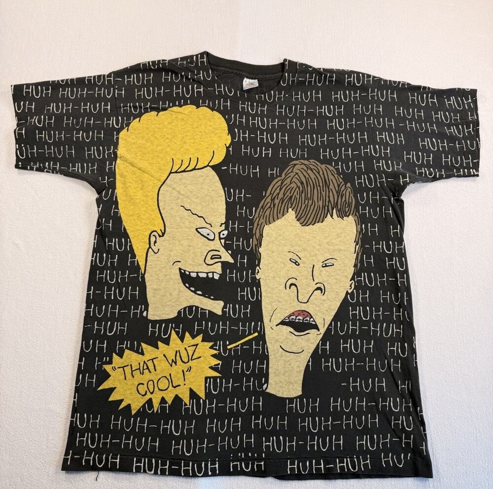 Vintage Beavis and Butthead 90s MTV T Shirt All over Print Tee size XL